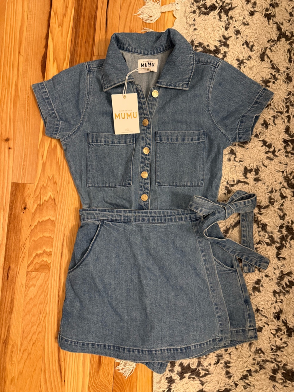 Show Me Your MuMu Denim Romper Dress - Blue